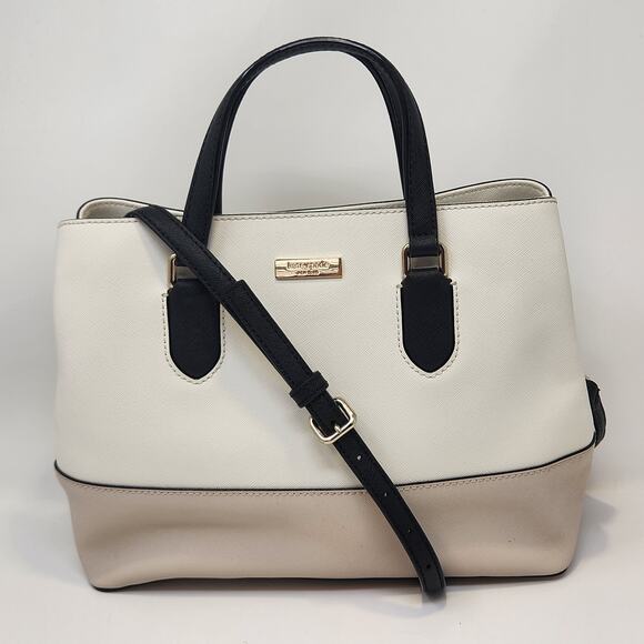 Kate Spade Laurel Way Evangelie Leather Satchel Crossbody Handbag Beige Cream - Picture 1 of 10